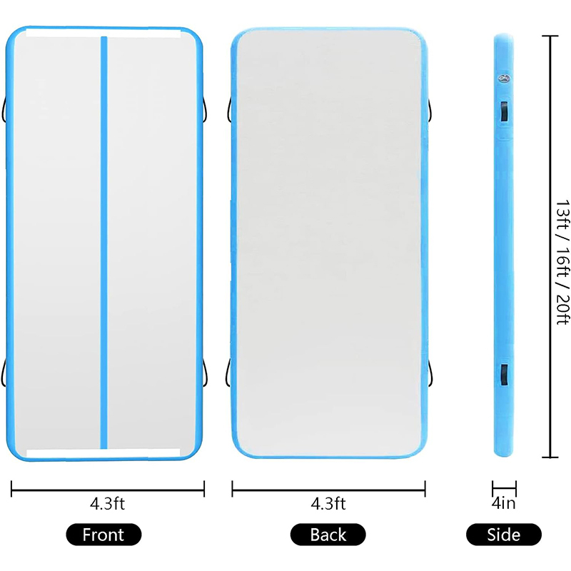 XHYCPY Inflatable Air Gymnastics Mat 10ft/13ft/16ft/20ft Tumbling Mat with Electric Pump 4.3ft Extra Wide 4 Inches Thich Tumble Track for Home Use/Training/Cheerleading/Yoga/Water