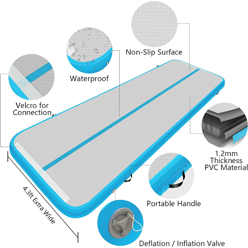 XHYCPY Inflatable Air Gymnastics Mat 10ft/13ft/16ft/20ft Tumbling Mat with Electric Pump 4.3ft Extra Wide 4 Inches Thich Tumble Track for Home Use/Training/Cheerleading/Yoga/Water