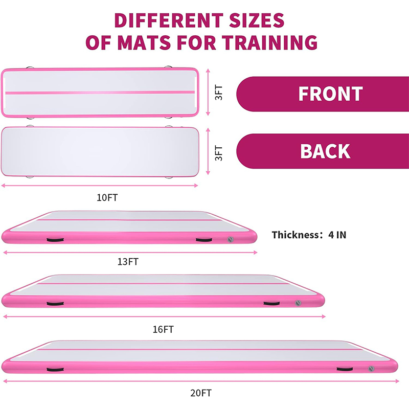 XHYCPY 10ft 13ft 16ft 20ft Inflatable Air Gymnastics Mat Track Tumbling Mats with Electric Air Pump 4 Inches Thich for Home Use/Training/Yoga/Outdoor/Water