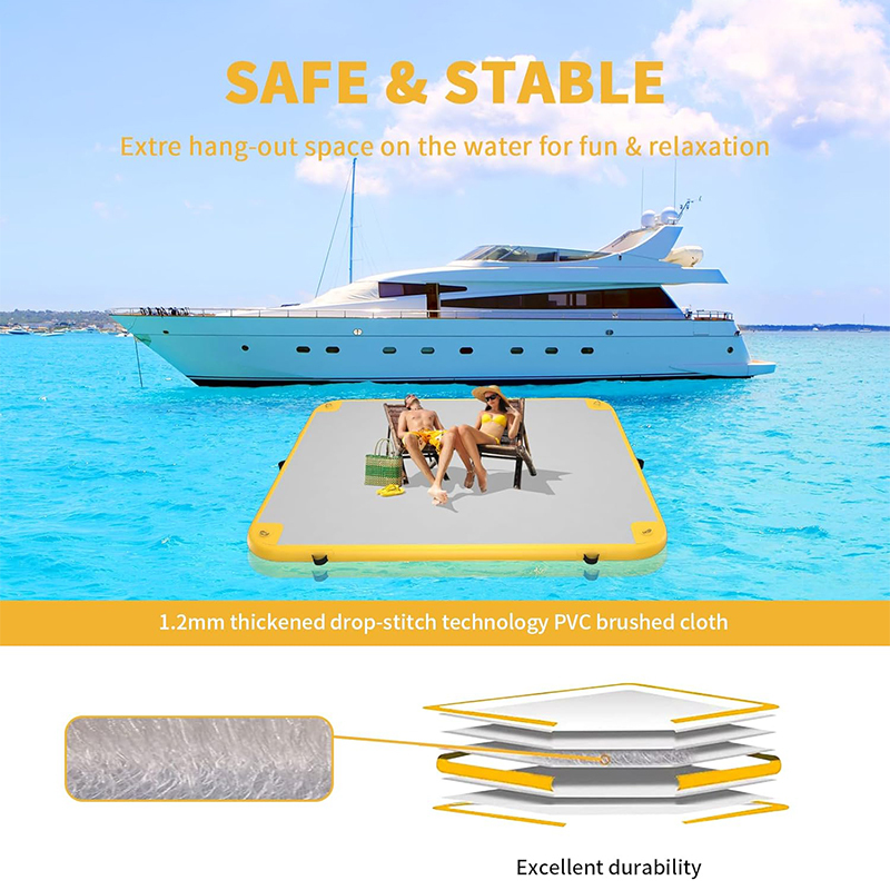 XHYCPY Inflatable Floating Dock, 5ft/ 6ft/ 8ft/ 10ft/ 12ft Inflatable Water Platform Raft with Air Pump& Storage Bag, Floating Island Mat for Pool Lake Beach Ocean