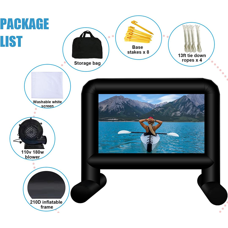 XHYCPY 16 Feet Inflatable Movie Screen Outdoor, Inflatable Projector Screen with Blower Carry Bag - Supports Front and Rear Projection Blow Up Screen for Backyard Movie Night Pool Party