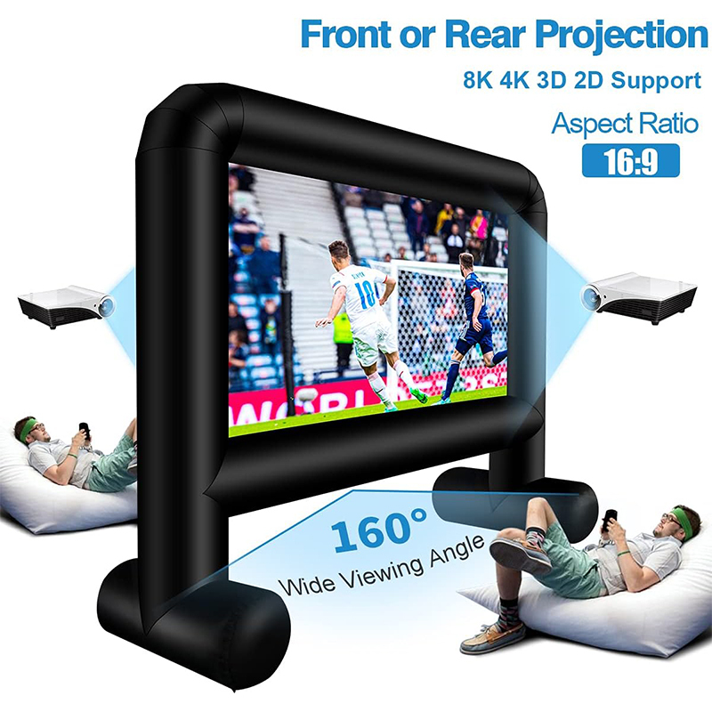 XHYCPY 16 Feet Inflatable Movie Screen Outdoor, Inflatable Projector Screen with Blower Carry Bag - Supports Front and Rear Projection Blow Up Screen for Backyard Movie Night Pool Party