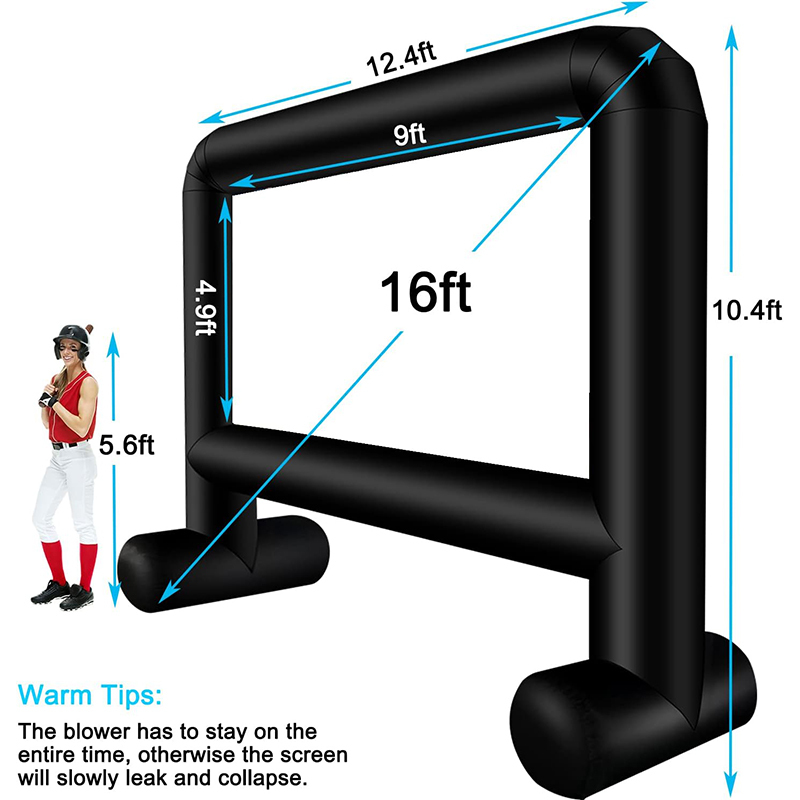 XHYCPY 16 Feet Inflatable Movie Screen Outdoor, Inflatable Projector Screen with Blower Carry Bag - Supports Front and Rear Projection Blow Up Screen for Backyard Movie Night Pool Party
