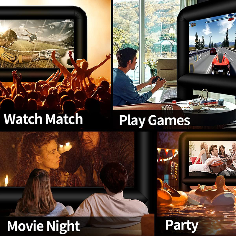 XHYCPY 16 Feet Inflatable Movie Screen Outdoor, Inflatable Projector Screen with Blower Carry Bag - Supports Front and Rear Projection Blow Up Screen for Backyard Movie Night Pool Party