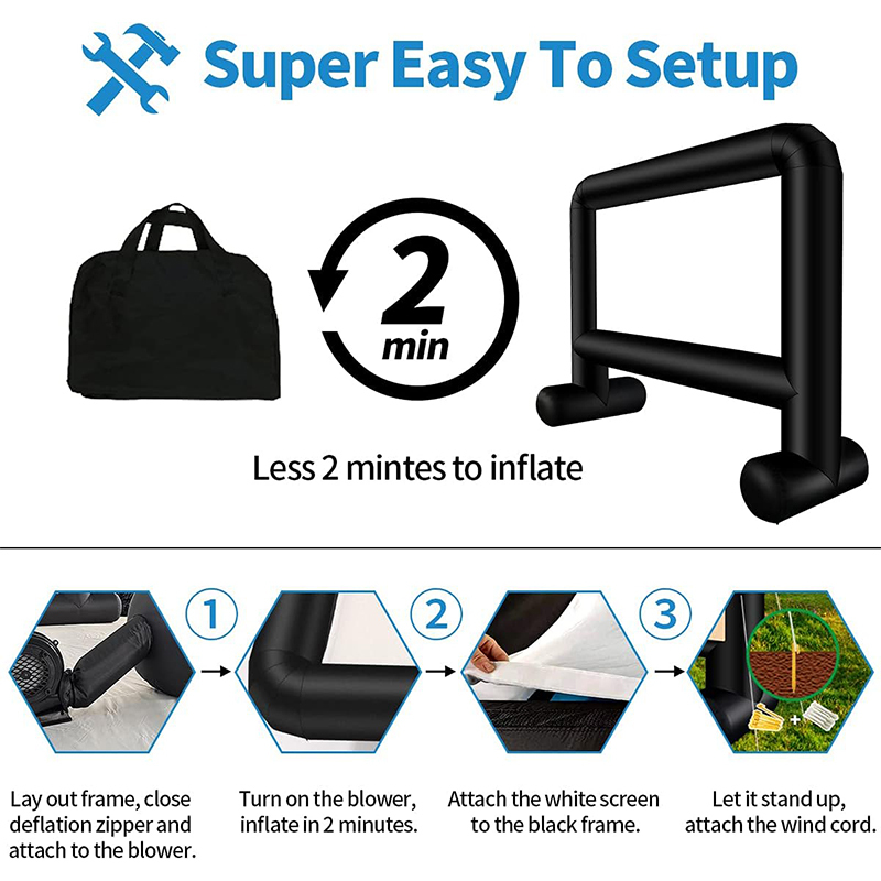 XHYCPY 16 Feet Inflatable Movie Screen Outdoor, Inflatable Projector Screen with Blower Carry Bag - Supports Front and Rear Projection Blow Up Screen for Backyard Movie Night Pool Party