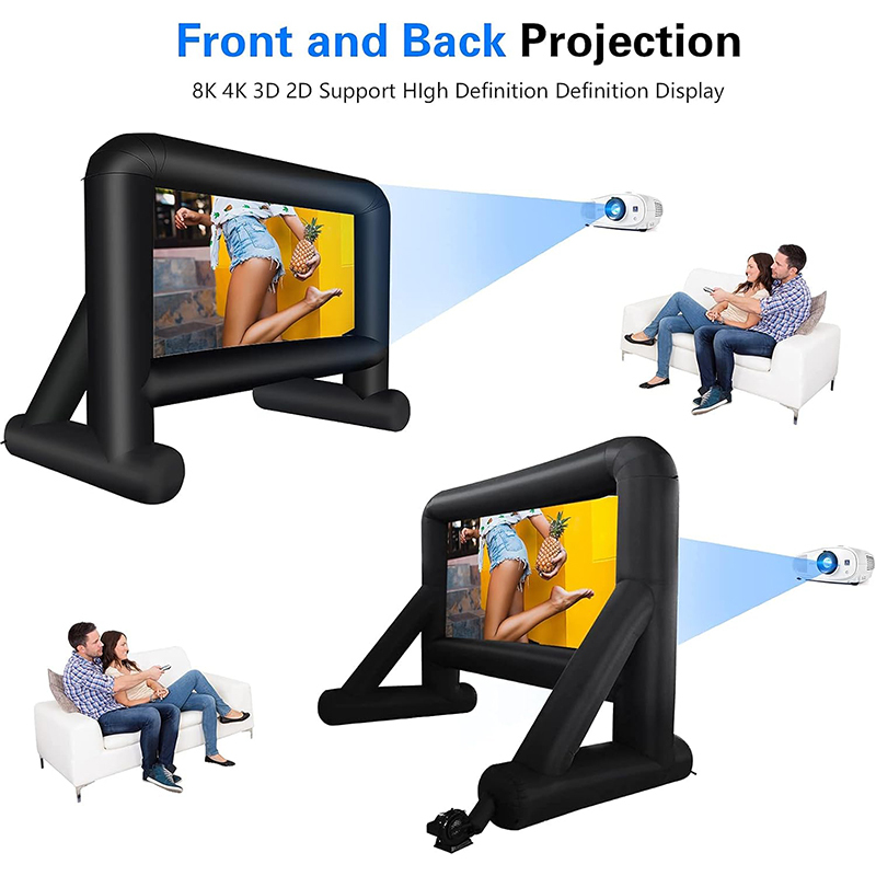 XHYCPY 16 Feet Inflatable Movie Screen Outdoor, Projection Screen with Air Blower, Tie-Downs and Storage Bag - Easy Set up, Blow Up Screen for Backyard Movie Night, Theme Party