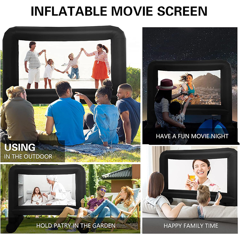 XHYCPY 16 Feet Inflatable Movie Screen Outdoor, Projection Screen with Air Blower, Tie-Downs and Storage Bag - Easy Set up, Blow Up Screen for Backyard Movie Night, Theme Party