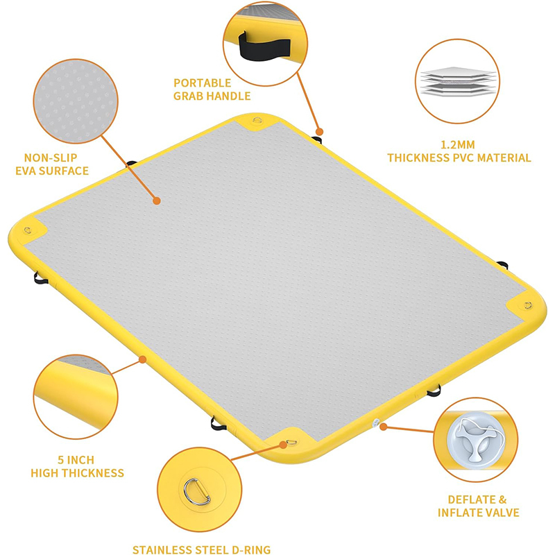 XHYCPY Inflatable Floating Dock, 5ft/ 6ft/ 8ft/ 10ft/ 12ft Inflatable Water Platform Raft with Air Pump& Storage Bag, Floating Island Mat for Pool Lake Beach Ocean