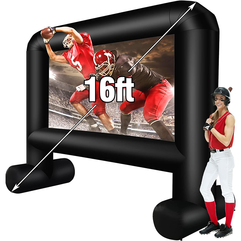 XHYCPY 16 Feet Inflatable Movie Screen Outdoor, Inflatable Projector Screen with Blower Carry Bag - Supports Front and Rear Projection Blow Up Screen for Backyard Movie Night Pool Party