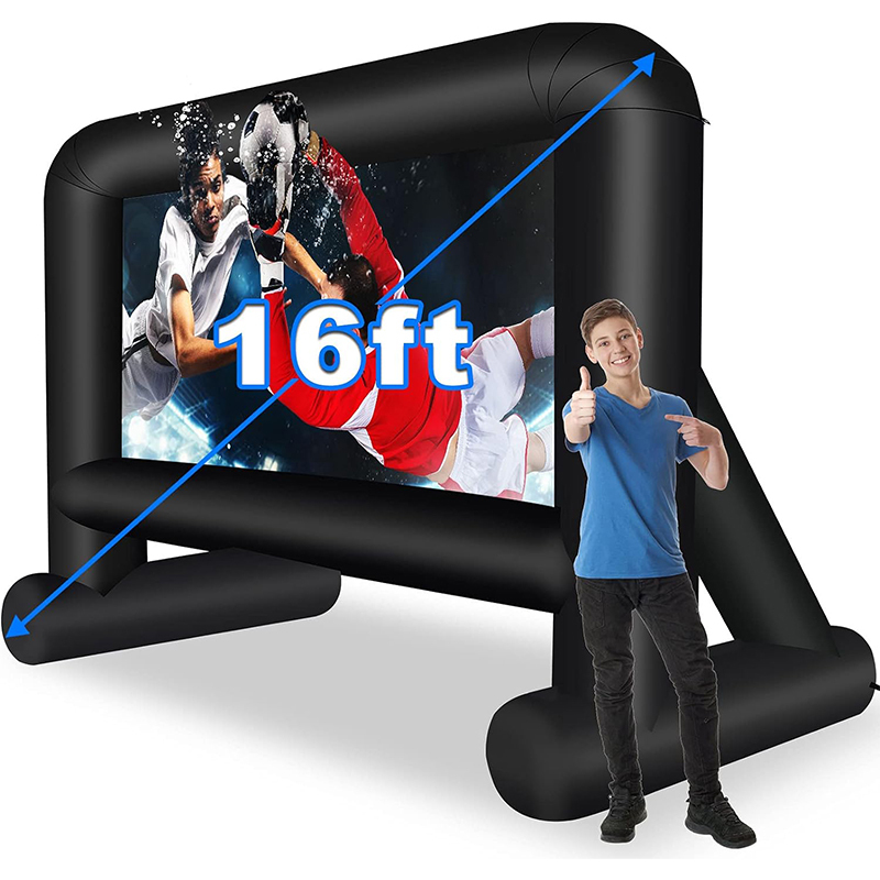 XHYCPY 16 Feet Inflatable Movie Screen Outdoor, Projection Screen with Air Blower, Tie-Downs and Storage Bag - Easy Set up, Blow Up Screen for Backyard Movie Night, Theme Party