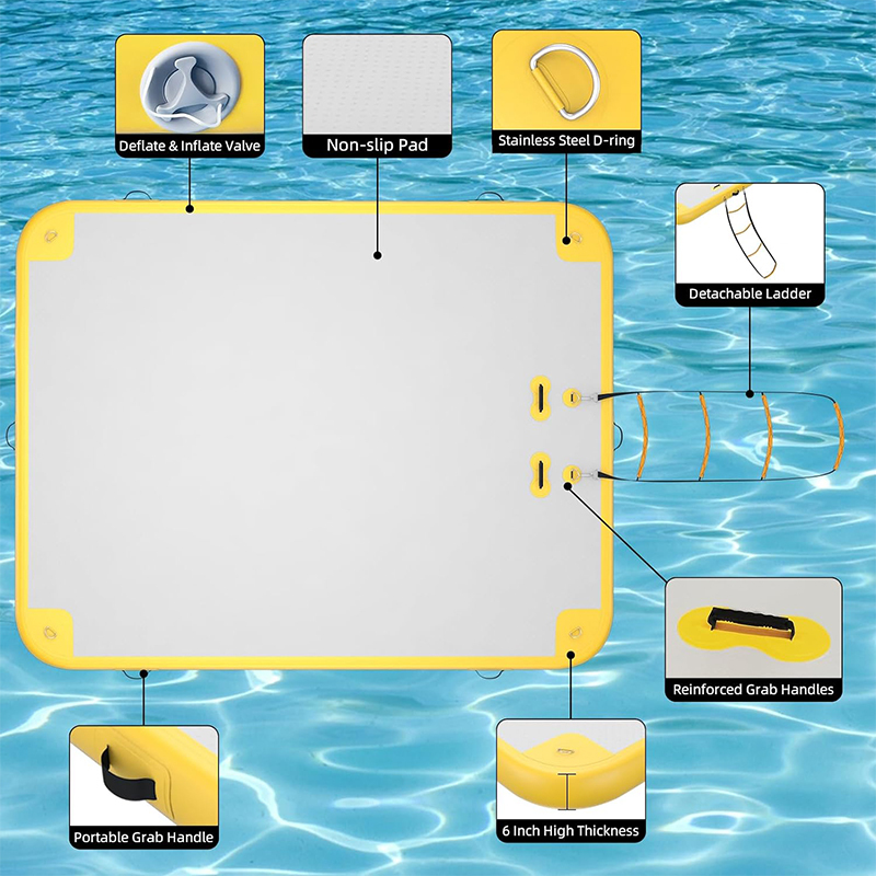 XHYCPY 6ft/8ft/10ft/12ft Inflatable Floating Dock Platform, Inflatable Raft Water Pad for Adults, Multi-Person Air Floating Islands Mat for Lake Pool Beach Ocean