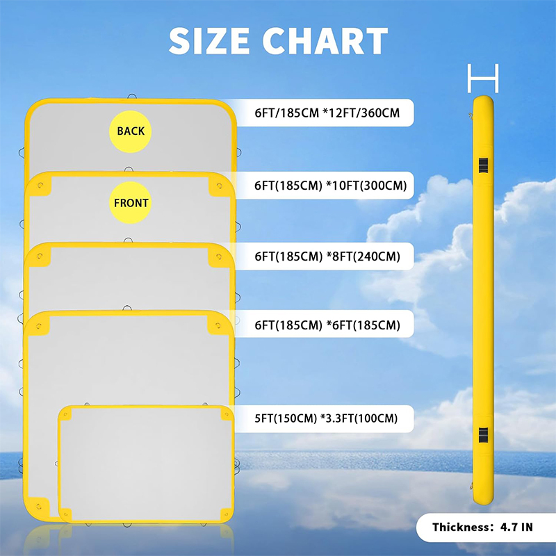 XHYCPY Inflatable Floating Dock, 5ft/ 6ft/ 8ft/ 10ft/ 12ft Inflatable Water Platform Raft with Air Pump& Storage Bag, Floating Island Mat for Pool Lake Beach Ocean