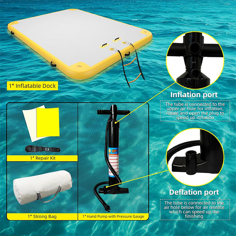 XHYCPY 6ft/8ft/10ft/12ft Inflatable Floating Dock Platform, Inflatable Raft Water Pad for Adults, Multi-Person Air Floating Islands Mat for Lake Pool Beach Ocean