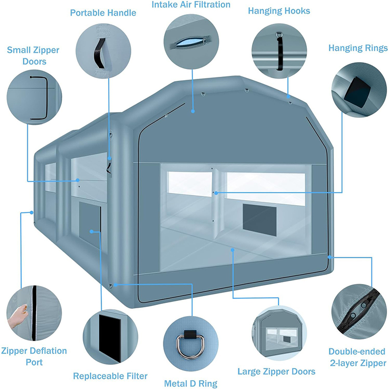 XHYCPY Inflatable Paint Booth 20 x 13.5 x 9.7ft Portable Inflatable Spray Booth Tent with 1100W Blower for DIY Spray Car Parts Painting