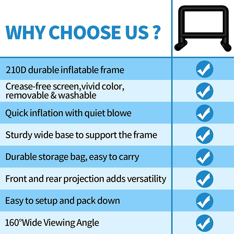 XHYCPY 16 Feet Inflatable Movie Screen Outdoor, Inflatable Projector Screen with Blower Carry Bag - Supports Front and Rear Projection Blow Up Screen for Backyard Movie Night Pool Party