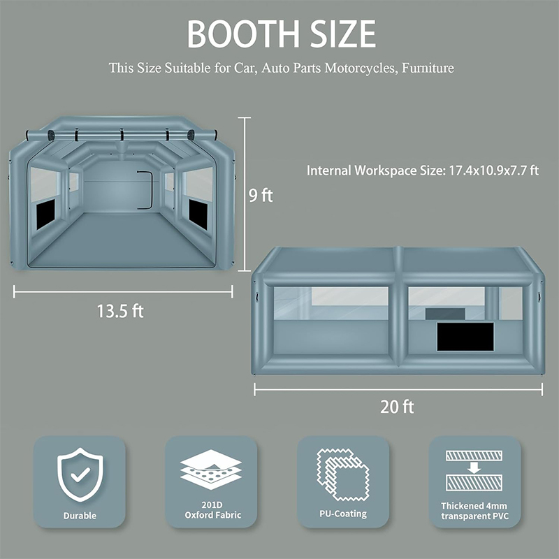 XHYCPY Inflatable Spray Booth with One Blower 1100W, Airbrush Paint Booth Blow up Tents for Camping Auto Car Parking Workstation Club