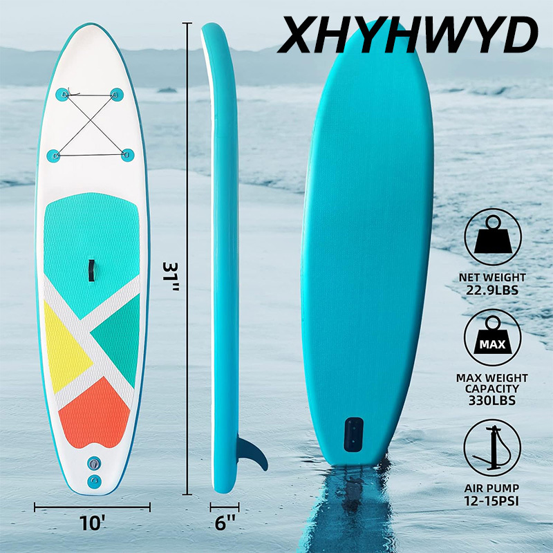 XHYHWYD Inflatable Stand Up Paddle Board for Adults/Youth, 10'4" x 31" x 6" Ultralight Inflatable Yoga Board with SUP Accessories Included Fins, Adjustable Paddle, Pump, Backpack, Leash| Surfing Board
