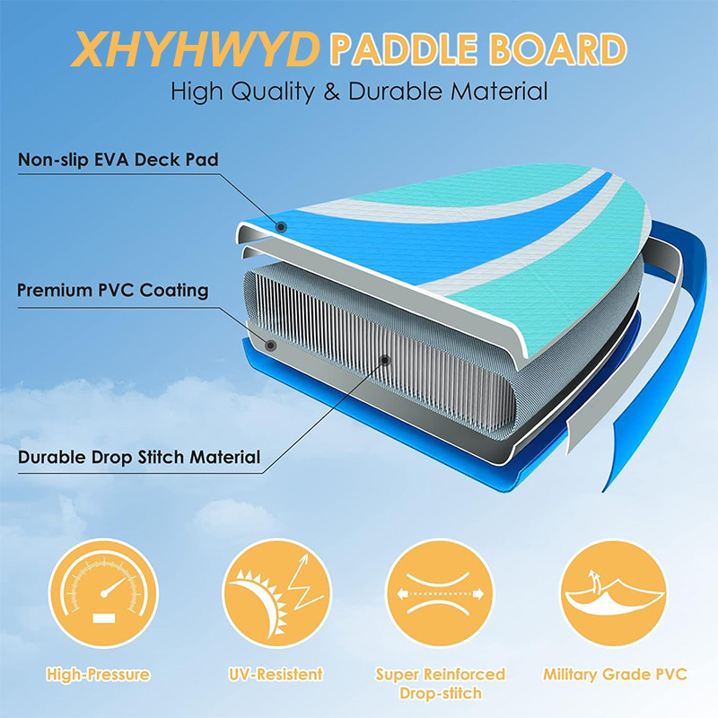 XHYHWYD Inflatable Stand Up Paddle Board for Adult- 10'4" x 31" x 6" Ultra-Light SUP Paddleboard with Non-Slip Deck and Paddle Board Accessories Fins, Adjustable Paddle, Pump, Backpack, Leash