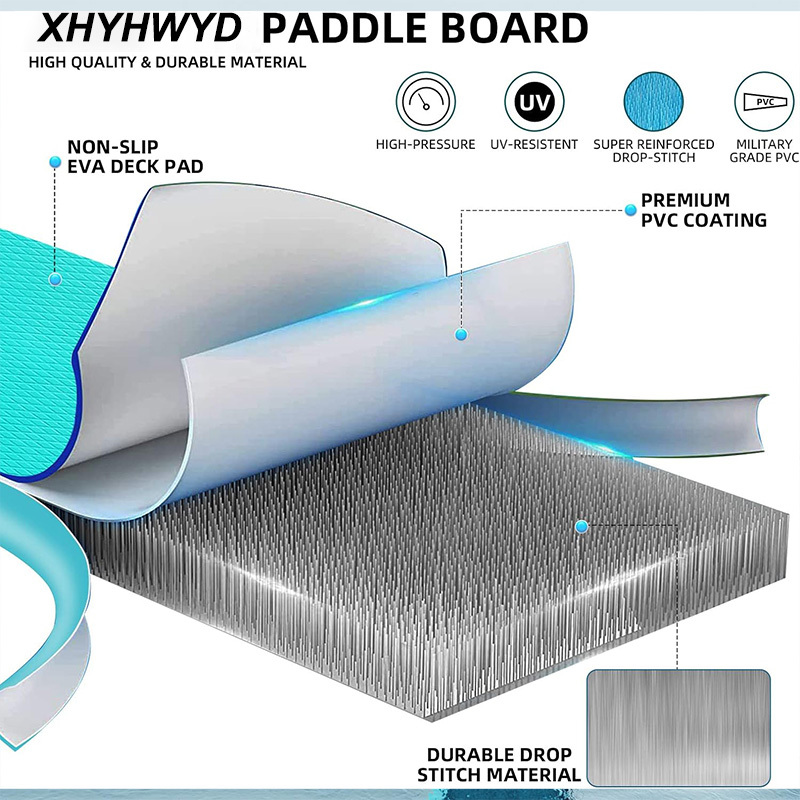 XHYHWYD Inflatable Stand Up Paddle Board for Adults/Youth, 10'4" x 31" x 6" Ultralight Inflatable Yoga Board with SUP Accessories Included Fins, Adjustable Paddle, Pump, Backpack, Leash| Surfing Board