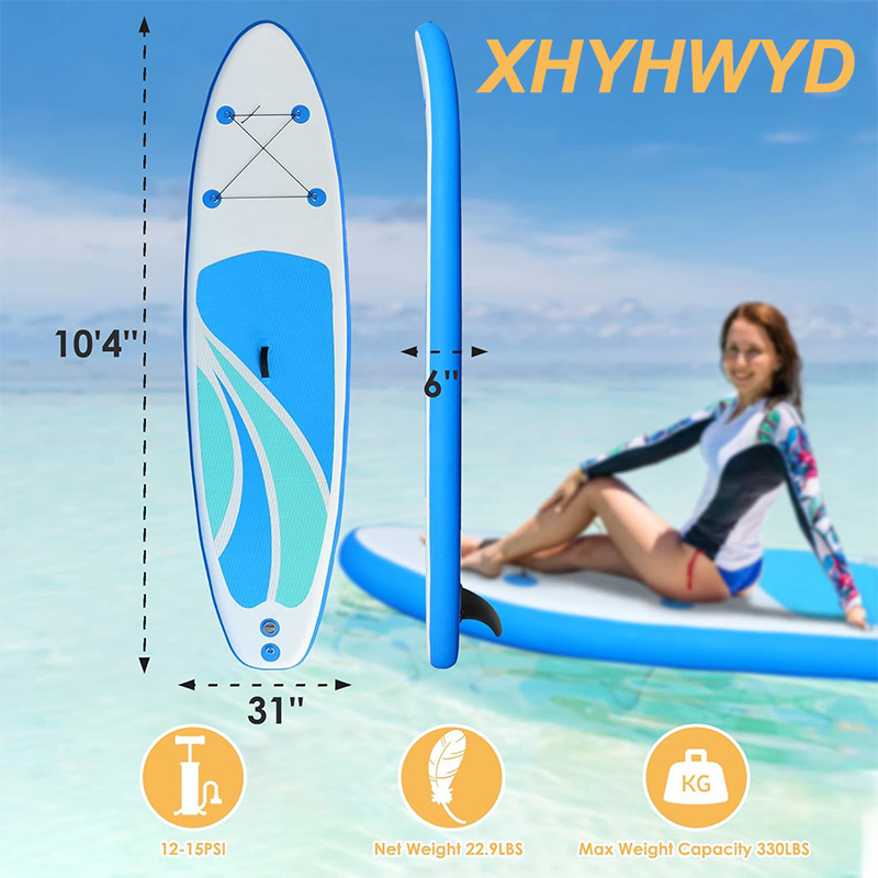 XHYHWYD Inflatable Stand Up Paddle Board for Adult- 10'4" x 31" x 6" Ultra-Light SUP Paddleboard with Non-Slip Deck and Paddle Board Accessories Fins, Adjustable Paddle, Pump, Backpack, Leash