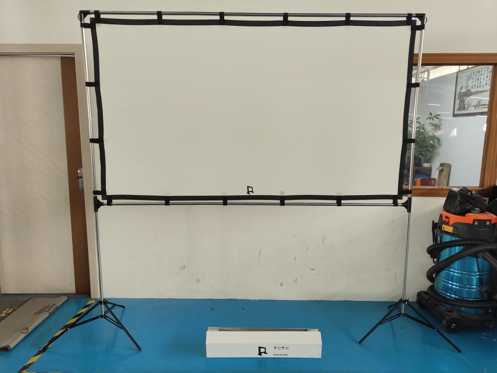 Projector Screen with Stand 120 inch Outdoor Indoor Projector Screen 16:9 4K HD Portable Rear Front Projection Movie Screen with Carry Bag for Home Theater Backyard Movie Night