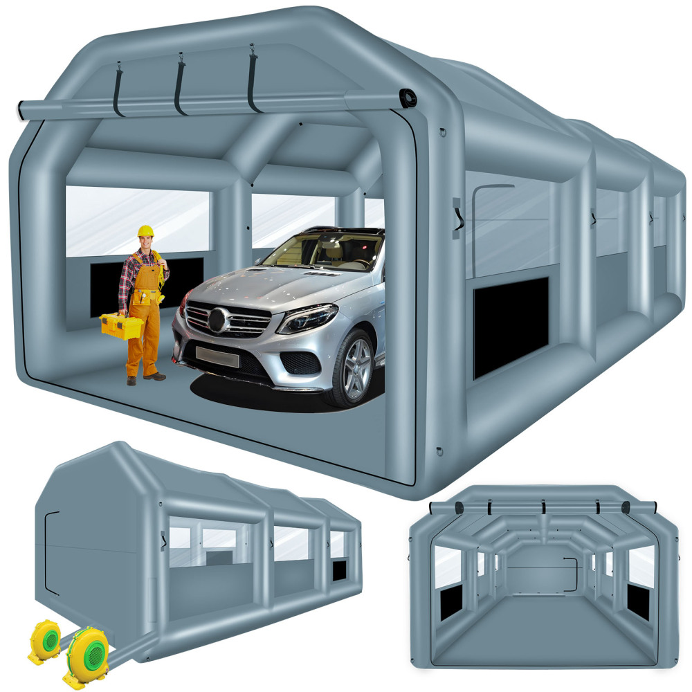 26 * 14.5 * 9.5FT Inflatable Spray Booth, Airbrush Paint Booth Blow up Tents for Camping Auto Car Parking Workstation Club