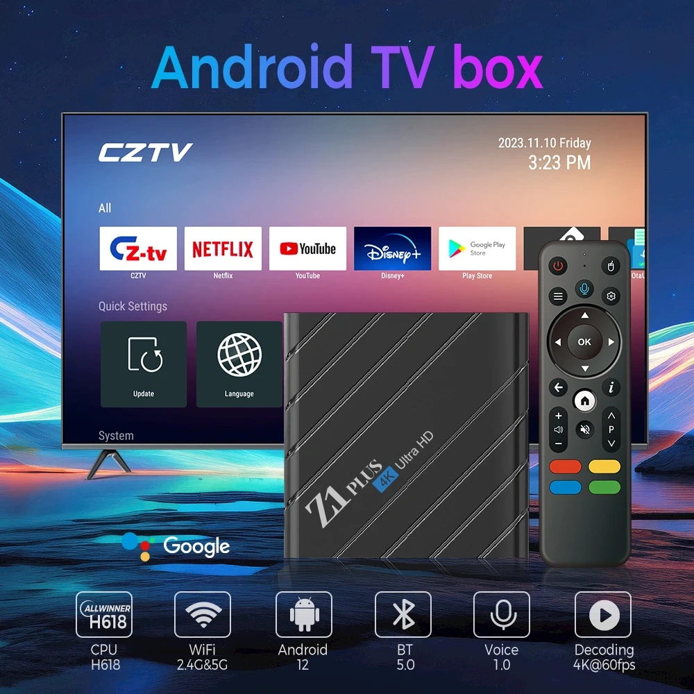 2024 Best New Z1 Plus 2GB 16GB 4GB 32GB Allwinner H313 Dual WiFi TV Box Quad Cord Set Top Box