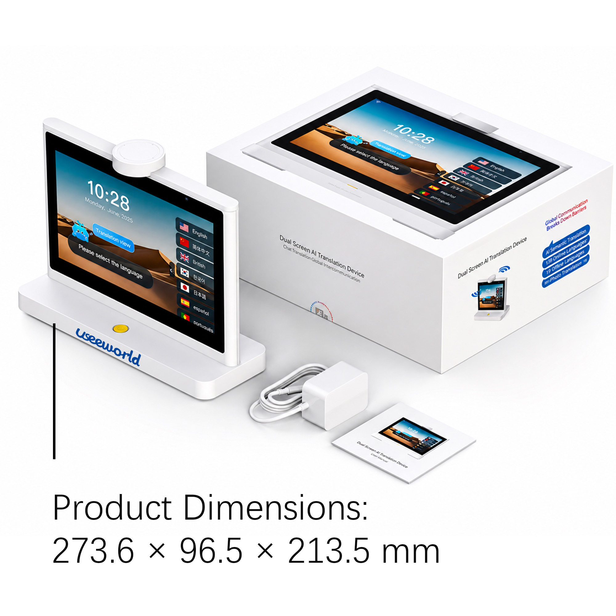10.1 Inch Desktop Dual Screen Ai Translator with IPS Touch Panel