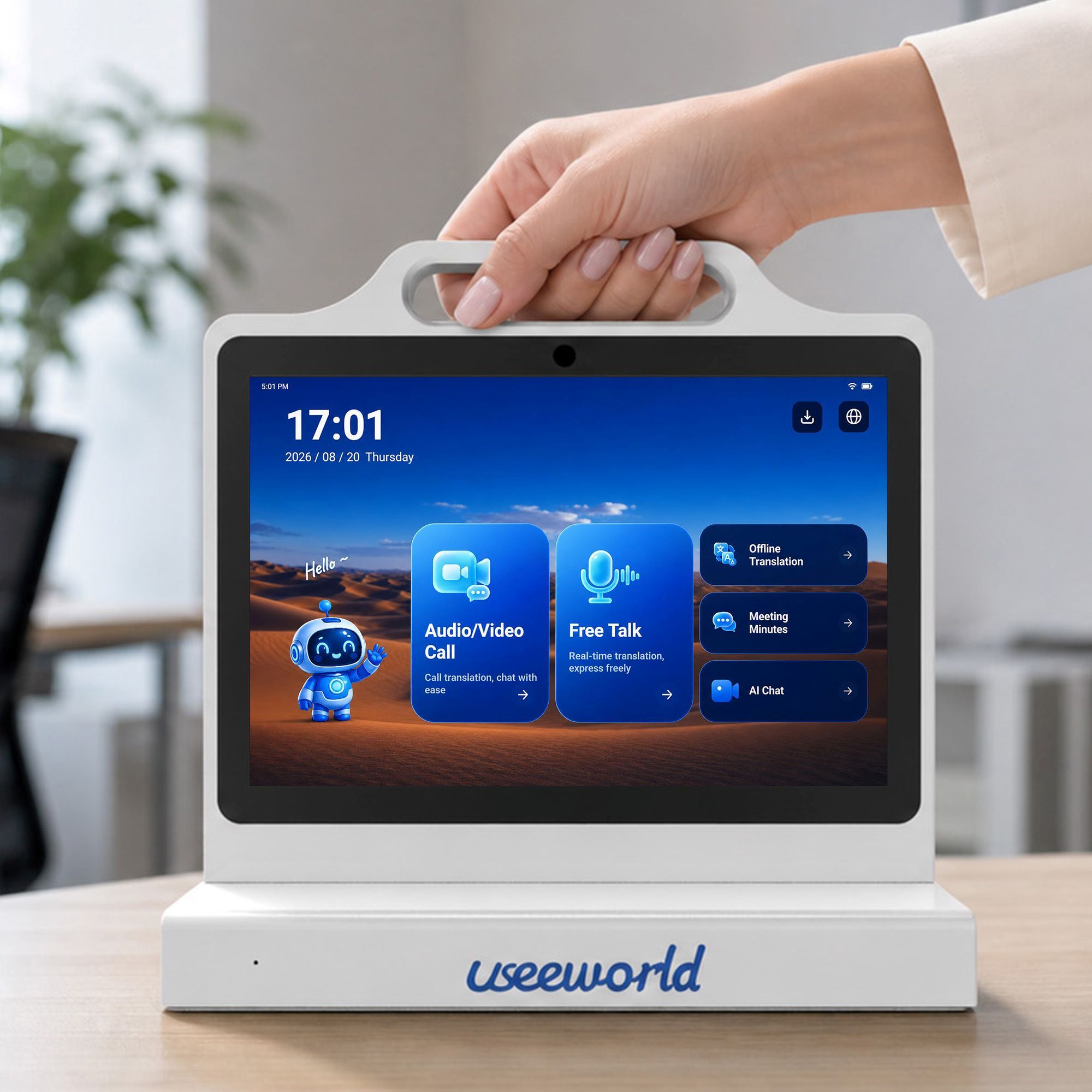 Dual-Screen Desktop Translator with Carry Handle