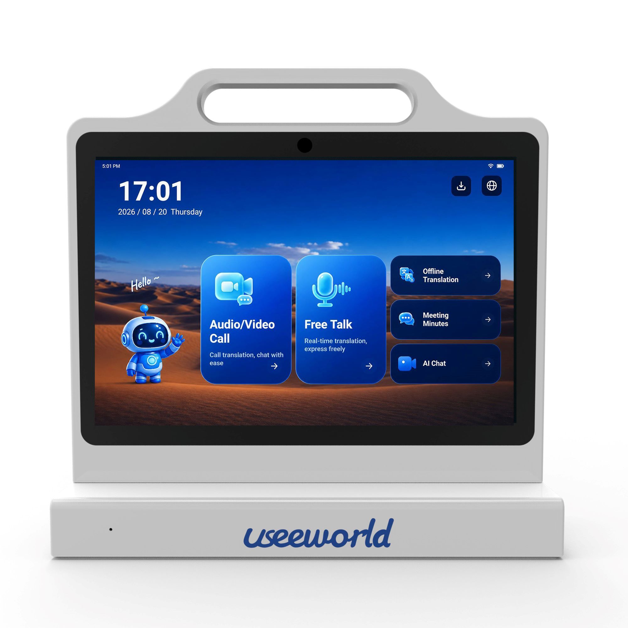 Dual-Screen Desktop Translator with Carry Handle