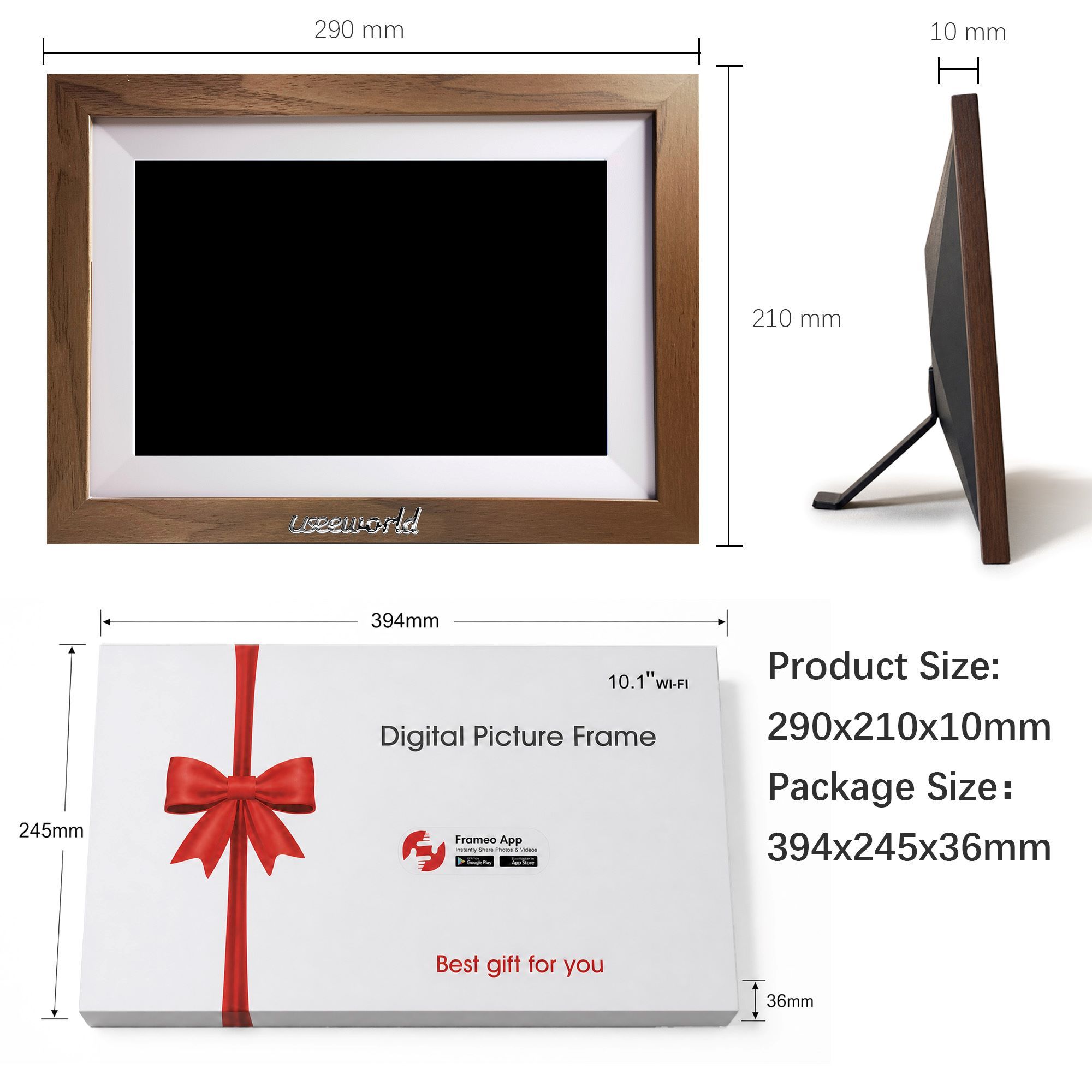 10-Inch Digital Photo Frame – Walnut Wood Grain
