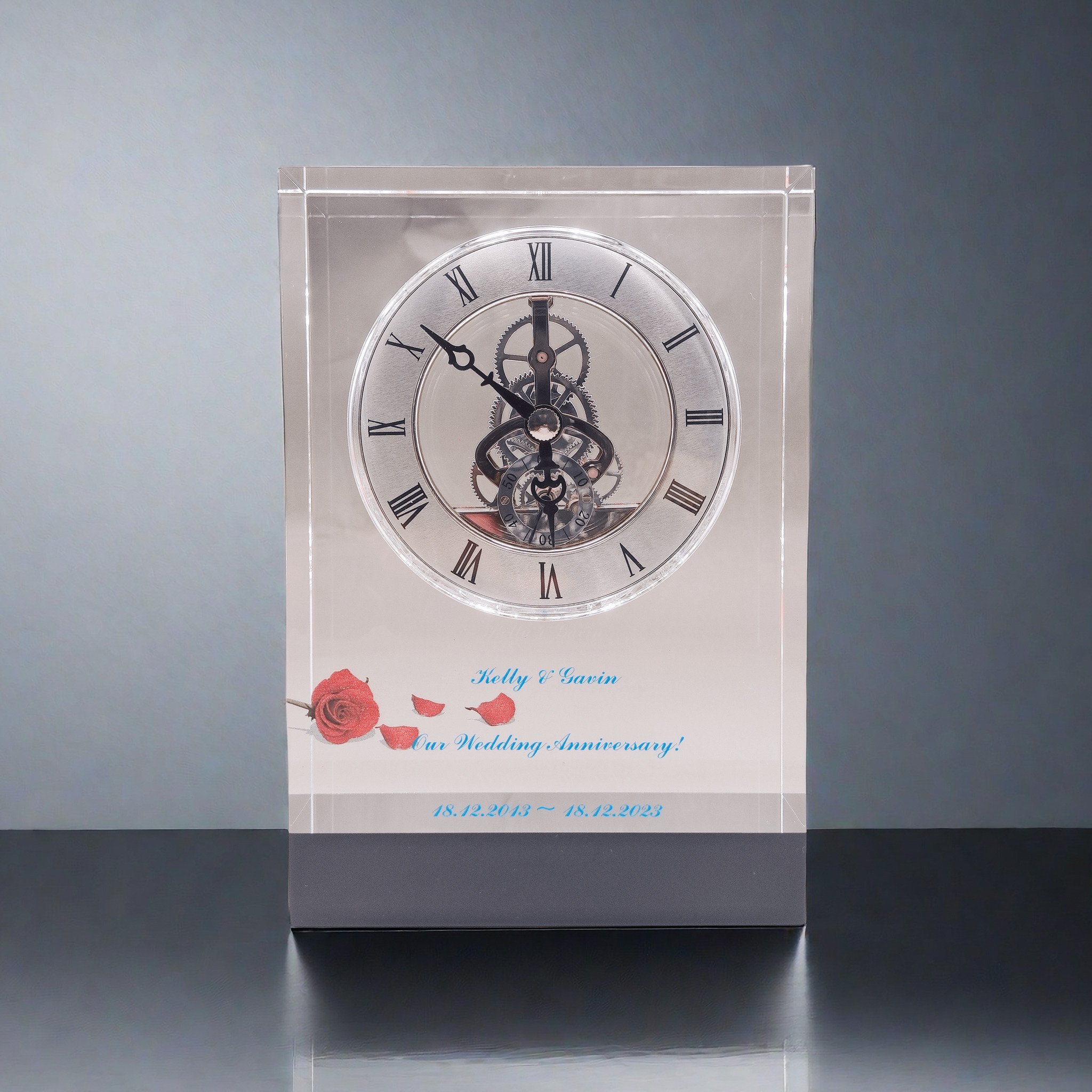3D Etched Crystals Clock Valentine's Day Gift Personalized Surprise Gift for Her