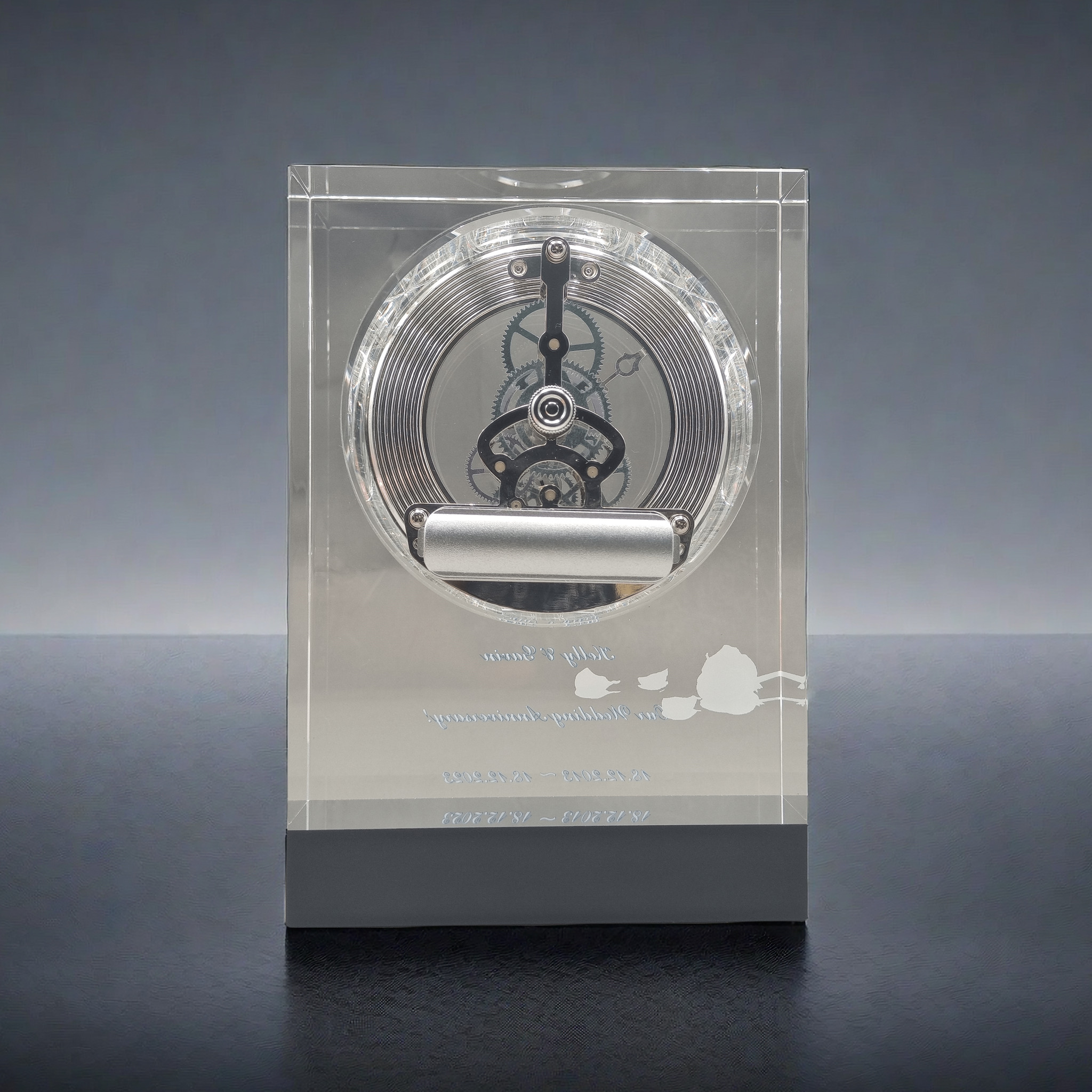 3D Etched Crystals Clock Valentine's Day Gift Personalized Surprise Gift for Her