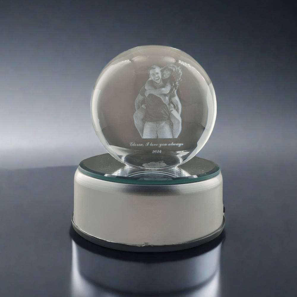Engraved Valentines Gifts 3D Glass Images in Globe 3D Hologram Surprise Gfts Family Gifts Exchange Ideas