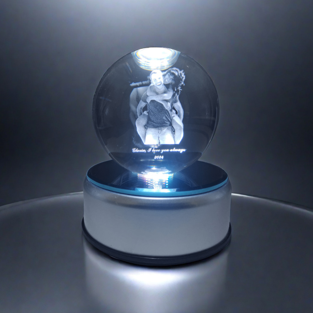 Engraved Valentines Gifts 3D Glass Images in Globe 3D Hologram Surprise Gfts Family Gifts Exchange Ideas