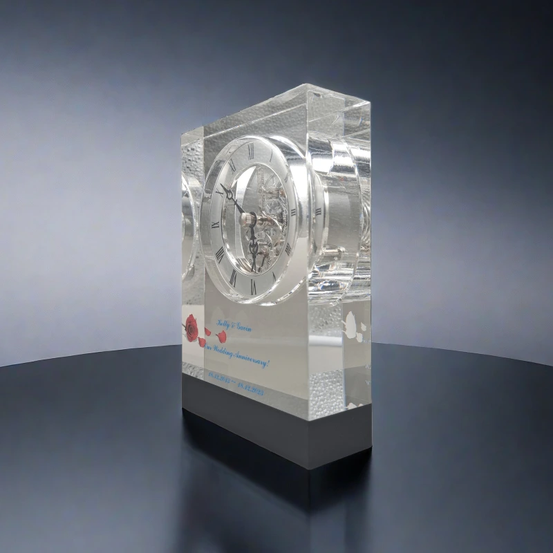 3D Etched Crystals Clock Valentine's Day Gift Personalized Surprise Gift for Her