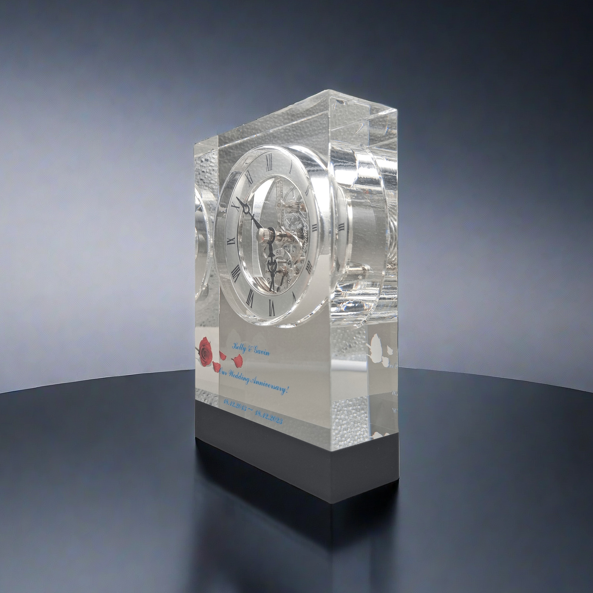 3D Etched Crystals Clock Valentine's Day Gift Personalized Surprise Gift for Her