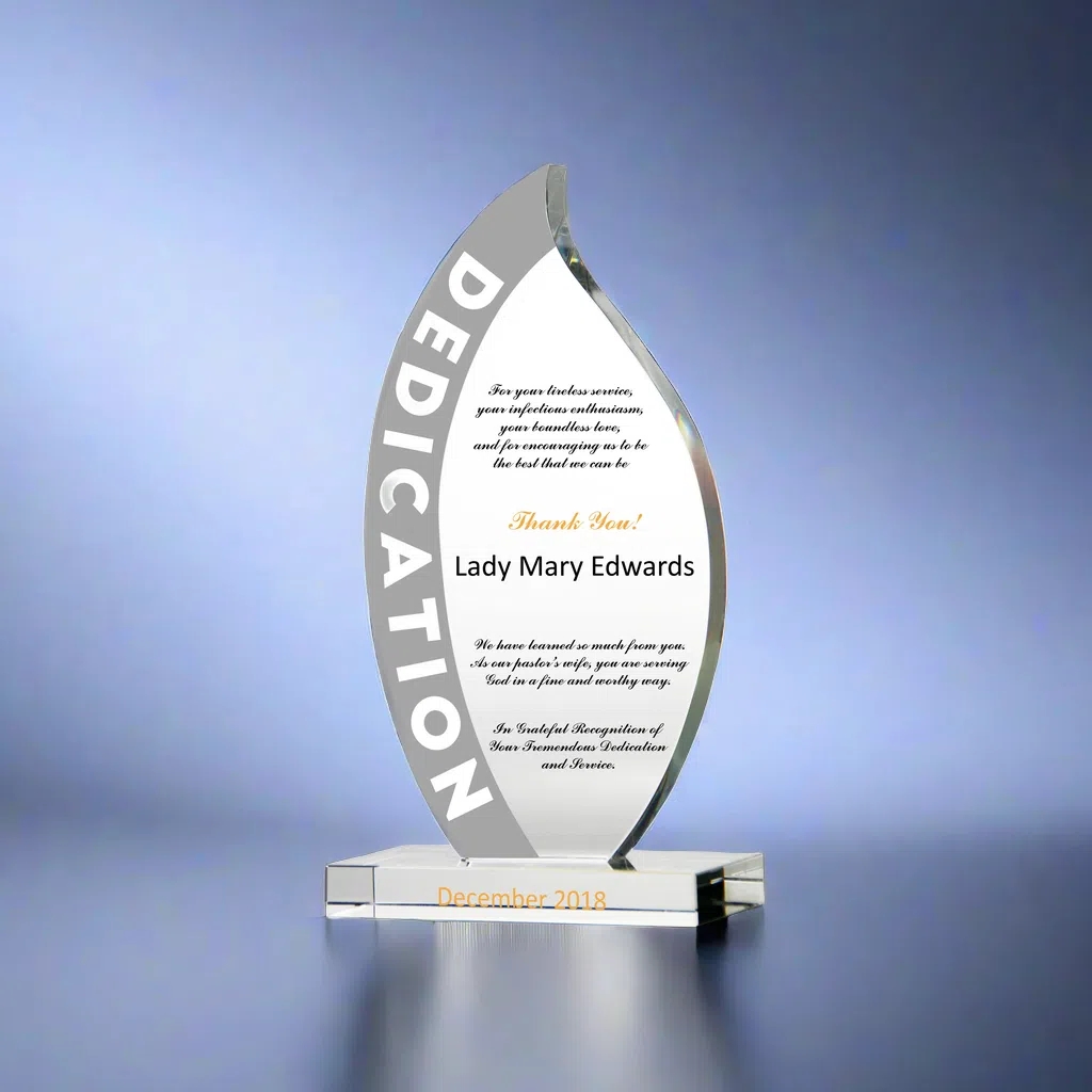 Pastor Wife Flame Dedication Plaque Custom Wedding Anniversary Gifts for Pastor and Wife Crystal