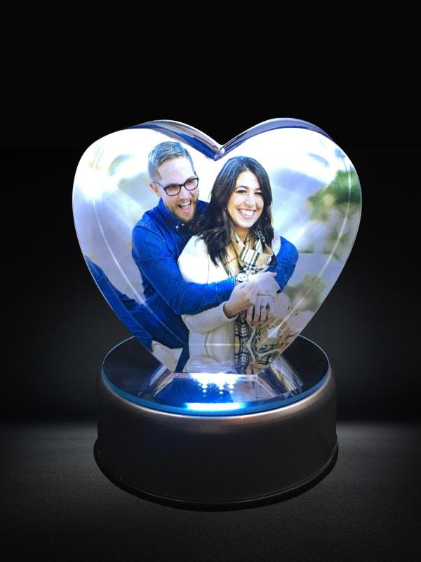 Personalized Birthday Valentine's Day Gifts Romantic Heart Color Printed Crystal