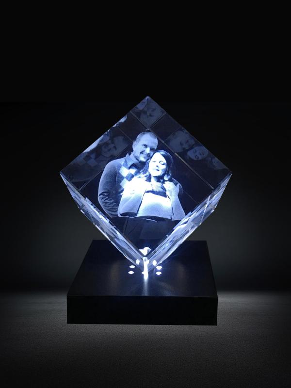 3D Crystal Diamond Custom Birthday Gifts Personalized 10 Year Anniversary Gifts Photo in Glass