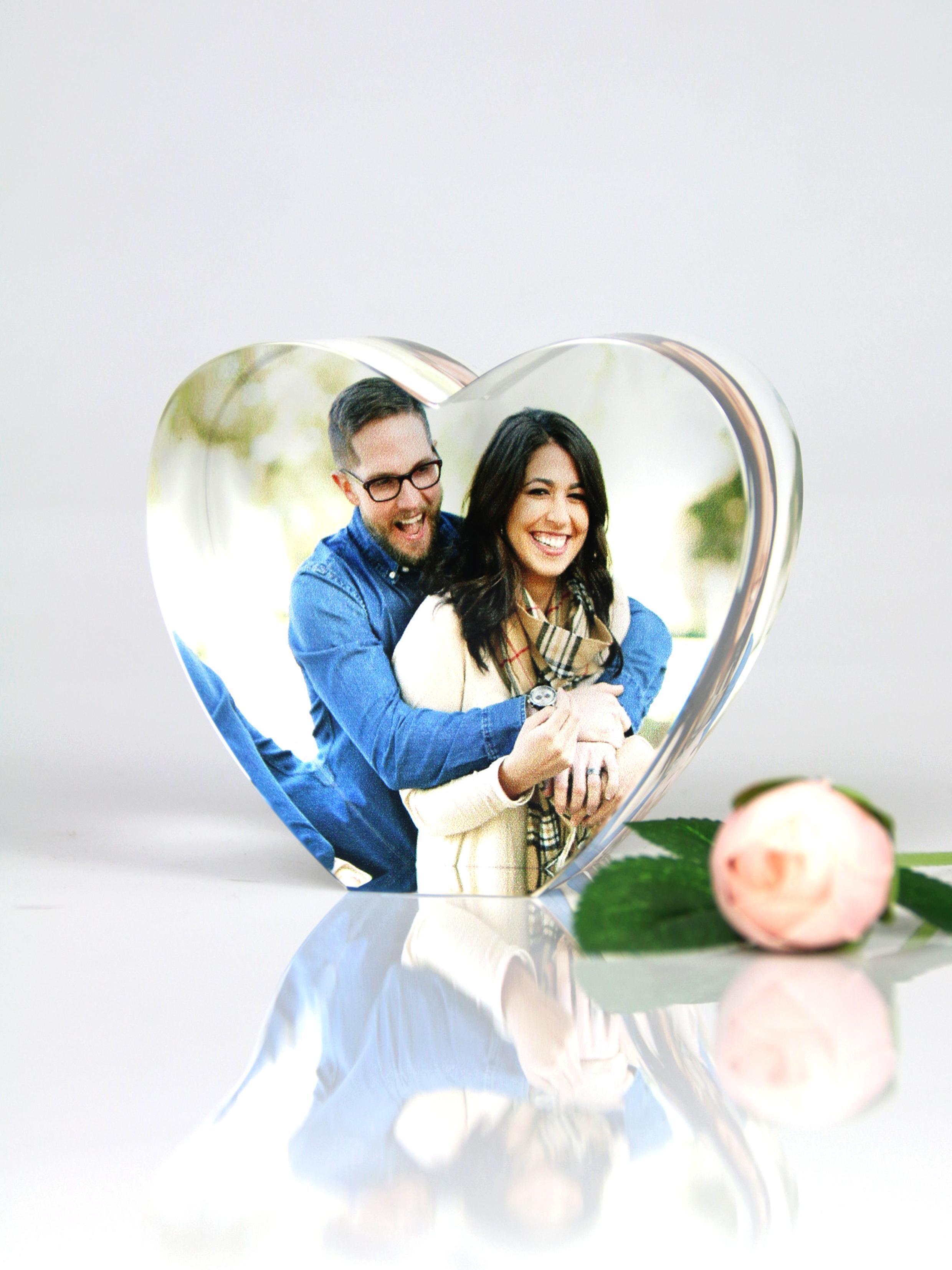 Personalized Birthday Valentine's Day Gifts Romantic Heart Color Printed Crystal