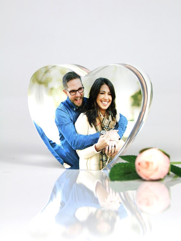 Personalized Birthday Valentine's Day Gifts Romantic Heart Color Printed Crystal