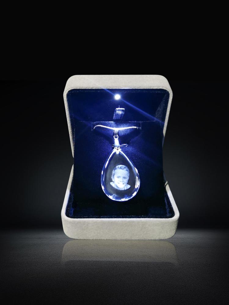 K9 Crystal Water Droplet Necklace Birthday Anniversary Custom Necklace with Your Own Photo