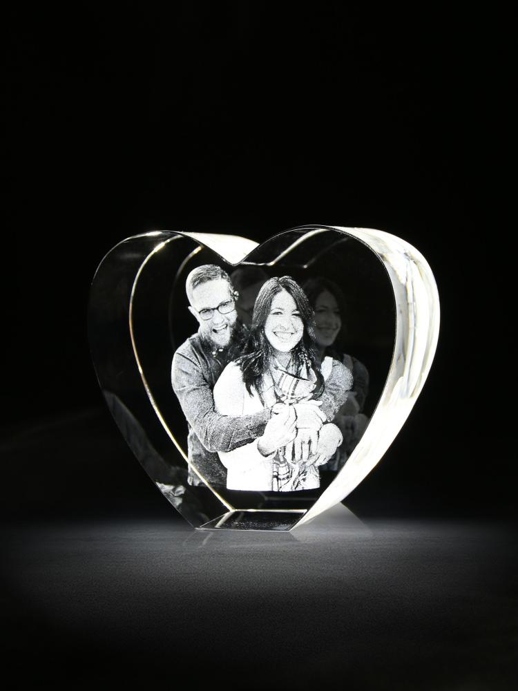 Custom 3D Glass Heart Creative Valentine's Gift Wedding Anniversary Gifts by Year