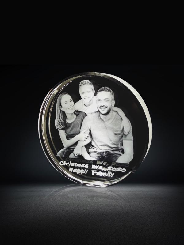 Year Anniversary Gift  Laser Engraved Crystal with Personalized Photo  Family Exchange Gifts Ideas