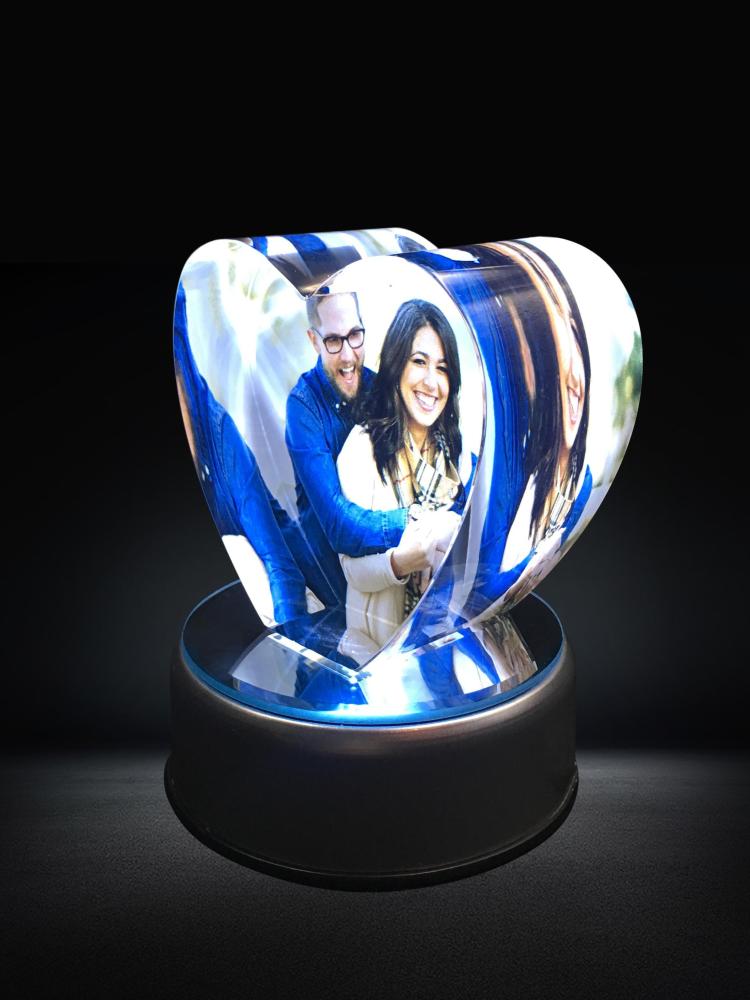 Personalized Birthday Valentine's Day Gifts Romantic Heart Color Printed Crystal