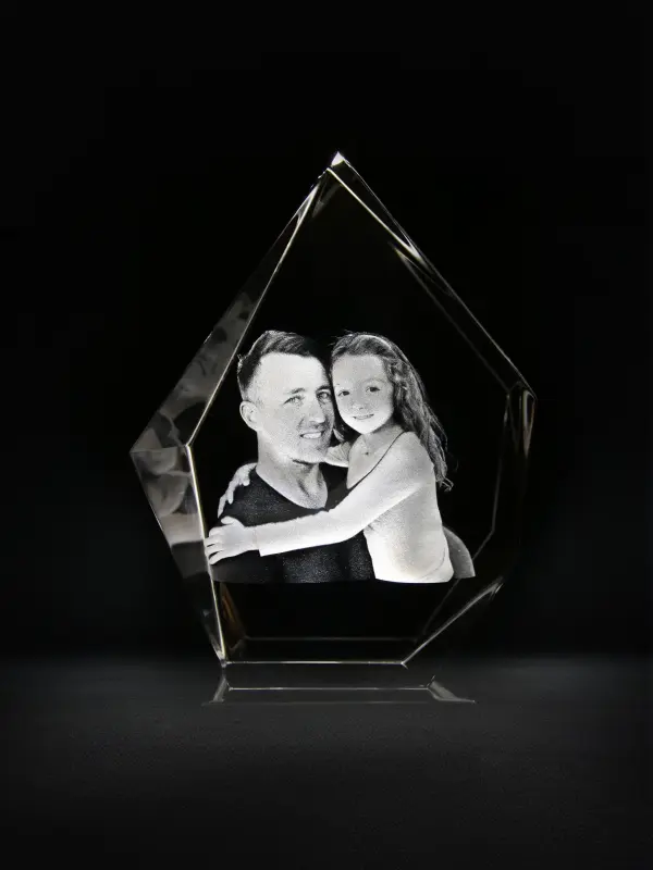 Custom Father's Day Gifts 3D Crystal Prestige for Your Hero Personalized Image Etched in Glass