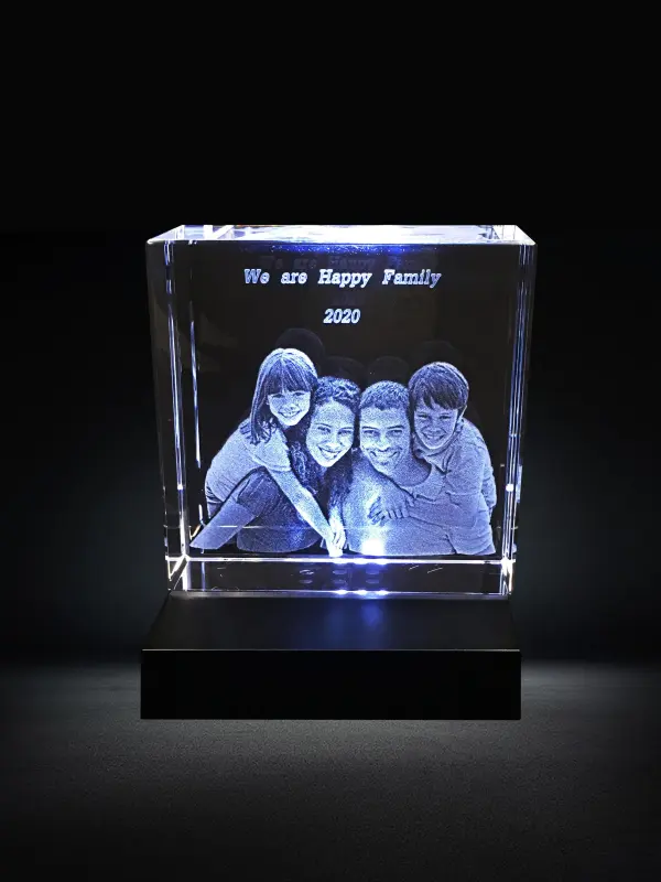 Personalized Family Photo Etched Engraved into Crystal Customized Gifts 3D Laser Year Anniversary Gift