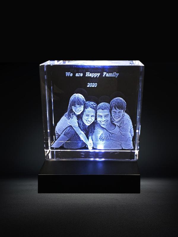 Personalized Family Photo Etched Engraved into Crystal Customized Gifts 3D Laser Year Anniversary Gift