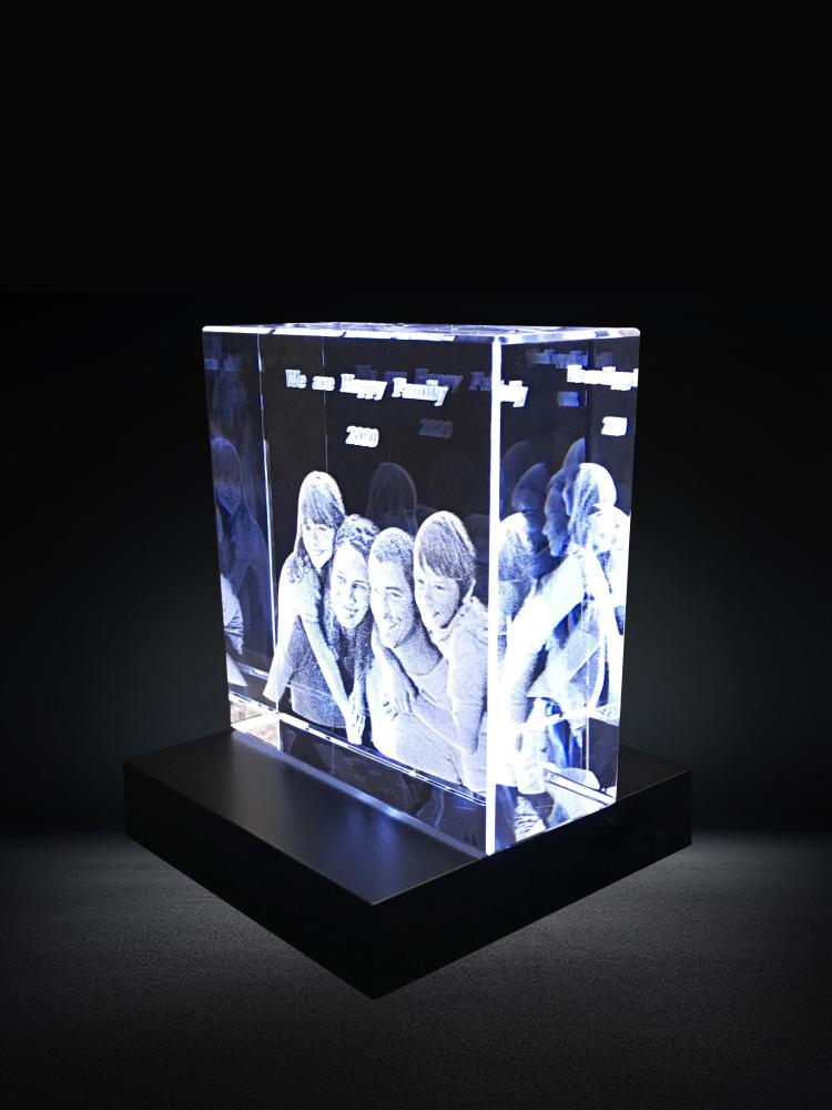 Personalized Family Photo Etched Engraved into Crystal Customized Gifts 3D Laser Year Anniversary Gift